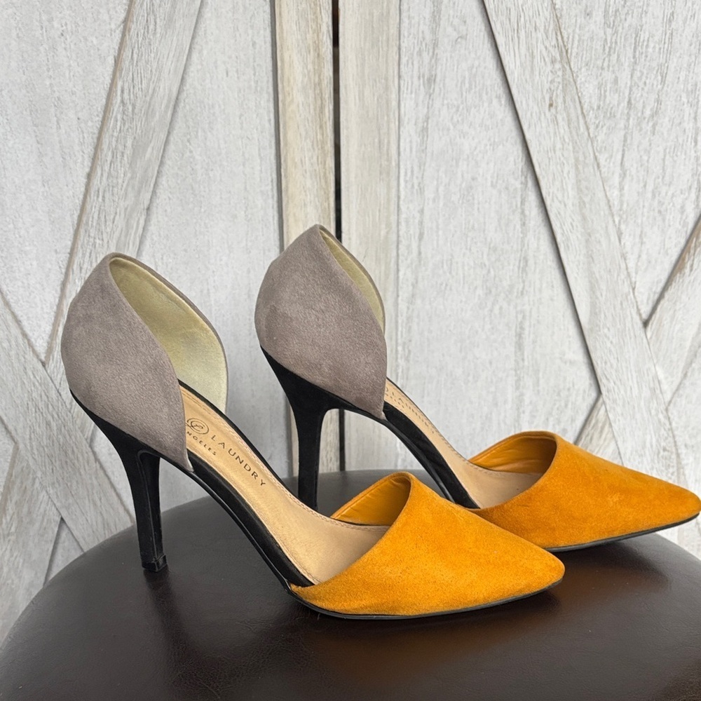 Chinese Laundry Mustard and Gray Heels - Picture 4 of 9